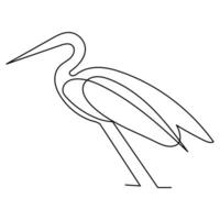 one single line drawing of cute heron bird vector illustration art