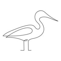uno soltero línea dibujo de linda garza pájaro vector ilustración Arte