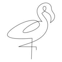 one single line drawing of cute heron bird vector illustration art