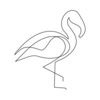 one single line drawing of cute heron bird vector illustration art