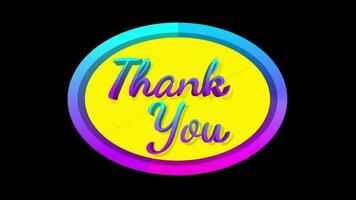 Animated Thank You Word banner on a black Background. thank you card animation video. video