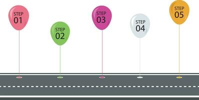 infographic template 5 step for business road to success vector illustration