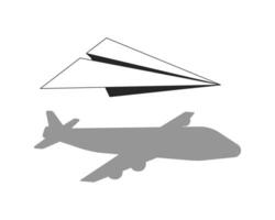 Plane shadow flat monochrome isolated vector object. Flying paper plane. Editable black and white line art drawing. Simple outline spot illustration for web graphic design