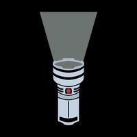 Flashlight vector icon on black background.