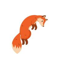 Cute cartoon fox jumping isolate on white background. Vector graphics.