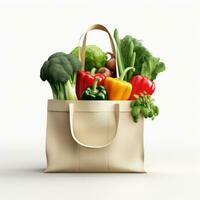 Shopping bag with groceries isolated photo