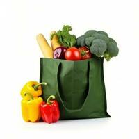 Shopping bag with groceries isolated photo