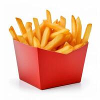 Fries inside a red bag isolated photo