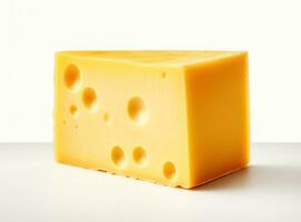 Yellow piece of cheese isolated photo