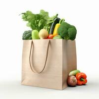 Shopping bag with groceries isolated photo