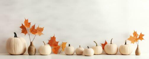 Autumn background with pumpkins photo