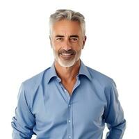 Business man in blue shirt isolated photo