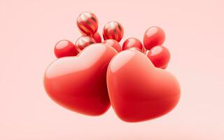 Love heart with 3d cartoon style, festival celebration, 3d rendering. photo