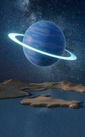 Planet with milky way at night, 3d rendering. photo