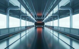 Dark tunnel with technology structure, 3d rendering. photo
