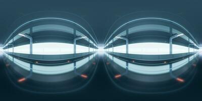 Dark tunnel with 360-degree seamless panoramic view. 3d rendering. photo