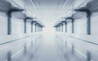 White empty tunnel, futuristic tunnel, 3d rendering. photo