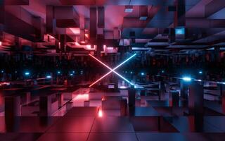 Digital cubes with cyberspace background, 3d rendering. photo