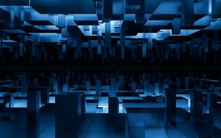 Digital cubes with cyberspace background, 3d rendering. photo