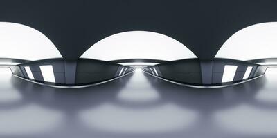 Empty tunnel with futuristic style, 3d rendering. 360-degree seamless panoramic view. photo