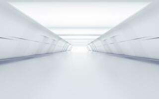 Empty white tunnel with futuristic style, 3d rendering. photo