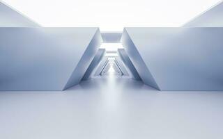Empty white tunnel with futuristic style, 3d rendering. photo