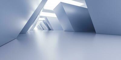 Empty white tunnel with futuristic style, 3d rendering. photo