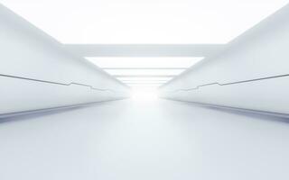 Empty white tunnel with futuristic style, 3d rendering. photo