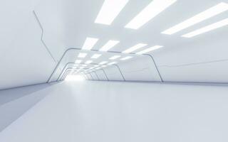 Empty white tunnel with futuristic style, 3d rendering. photo