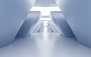 Empty white tunnel with futuristic style, 3d rendering. photo