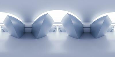 Empty white tunnel with futuristic style, 3d rendering. 360-degree seamless panoramic view. photo