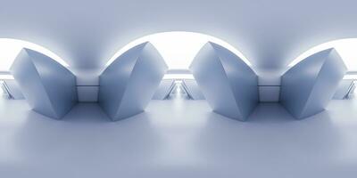 Empty white tunnel with futuristic style, 3d rendering. 360-degree seamless panoramic view. photo