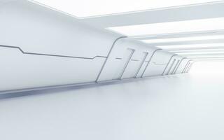 Empty white tunnel with futuristic style, 3d rendering. photo