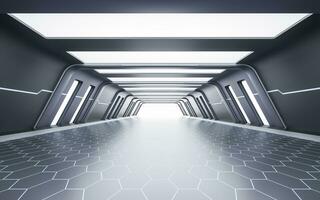 Empty tunnel with futuristic style, 3d rendering. photo