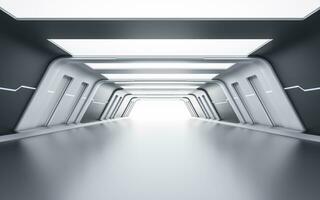 Empty tunnel with futuristic style, 3d rendering. photo