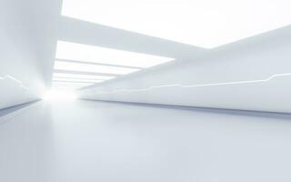 Empty white tunnel with futuristic style, 3d rendering. photo