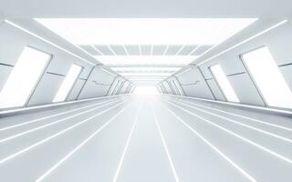 Empty white tunnel with futuristic style, 3d rendering. photo