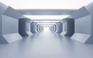 Empty white tunnel with futuristic style, 3d rendering. photo
