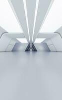 vacío blanco túnel con futurista estilo, 3d representación. foto