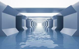 Empty white tunnel with futuristic style, 3d rendering. photo