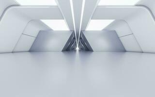 Empty white tunnel with futuristic style, 3d rendering. photo