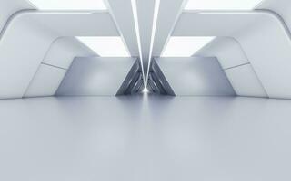 Empty white tunnel with futuristic style, 3d rendering. photo