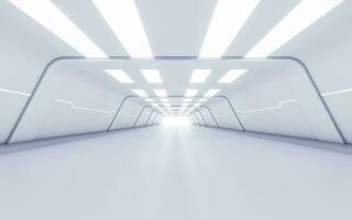 vacío blanco túnel con futurista estilo, 3d representación. foto