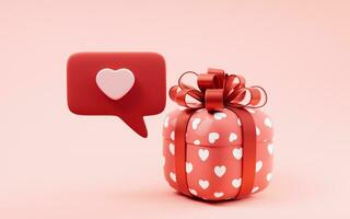 Gift box and love heart, festival celebration, 3d rendering. photo