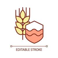 Editable growing resistant crop icon representing heatflation, isolated vector, global warming solutions thin line illustration. vector