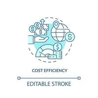 Editable cost efficiency icon, isolated vector, foreign direct investment thin line illustration. vector