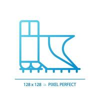 Snowplow train pixel perfect gradient linear vector icon. Steam engine. Railroad snow removal equipment. Rail cleaning. Thin line color symbol. Modern style pictogram. Vector isolated outline drawing