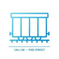 Cargo railroad carriage pixel perfect gradient linear vector icon. Wagon train. Freight transport. Railway container. Thin line color symbol. Modern style pictogram. Vector isolated outline drawing