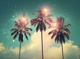 Palm trees background in magic colors photo