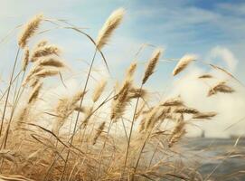 Dried grass and sky background photo